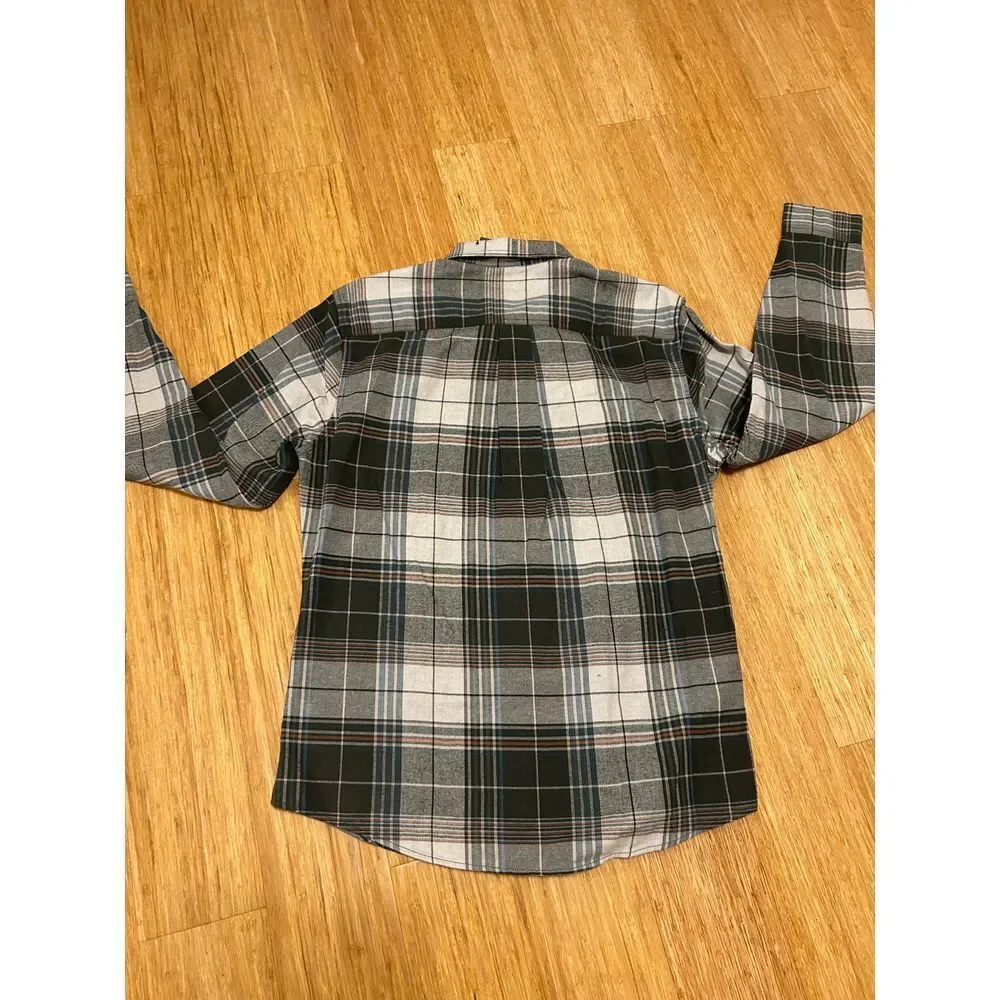 Eddie Bauer NWT men's green plaid flannel chest pocket shirt warm gift Christmas